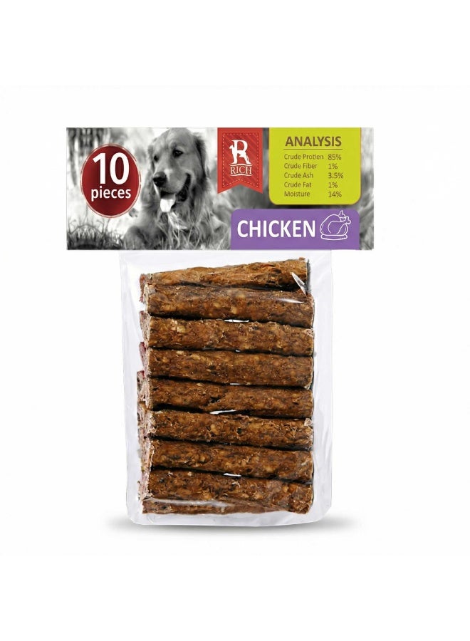 RICH Dog Treats - Natural High Protein 10 PSC Chicken Sticks (85% Protein) - Image 1