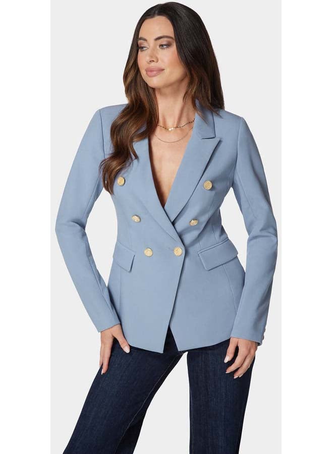 bebe بليزر مزدوج الصدر مصمم من قماش تويل محاك - Image 2