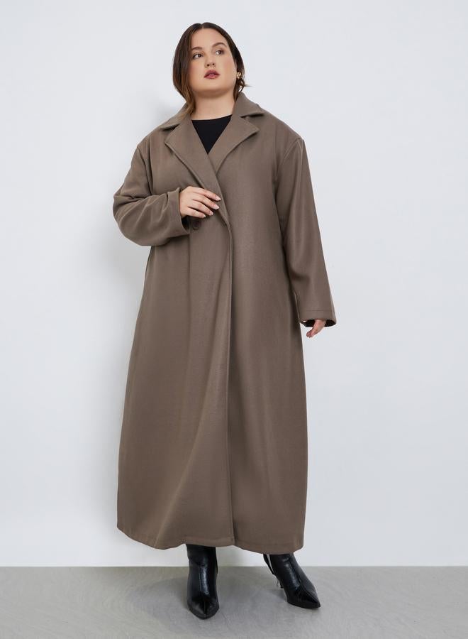 Styli Plus Size Regular Fit Wool Like Buttoned Coat - Image 2