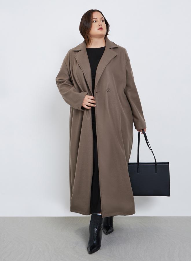 Styli Plus Size Regular Fit Wool Like Buttoned Coat - Image 1