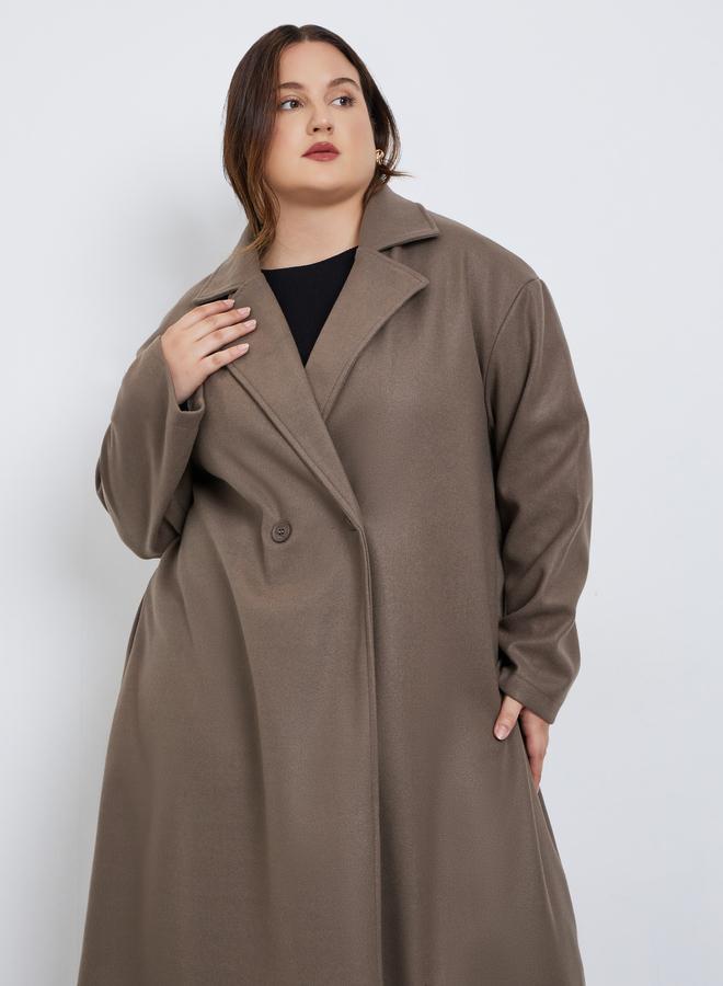 Styli Plus Size Regular Fit Wool Like Buttoned Coat - Image 3