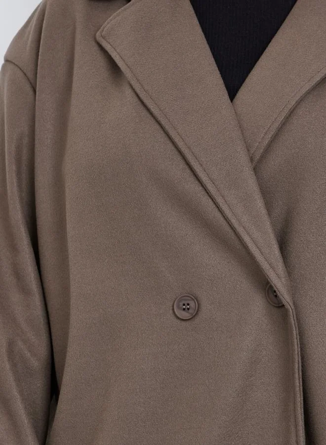 Styli Plus Size Regular Fit Wool Like Buttoned Coat