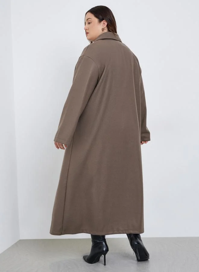 Styli Plus Size Regular Fit Wool Like Buttoned Coat