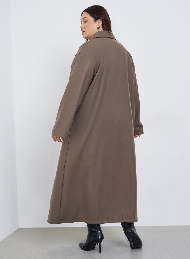 Styli Plus Size Regular Fit Wool Like Buttoned Coat - Image 5