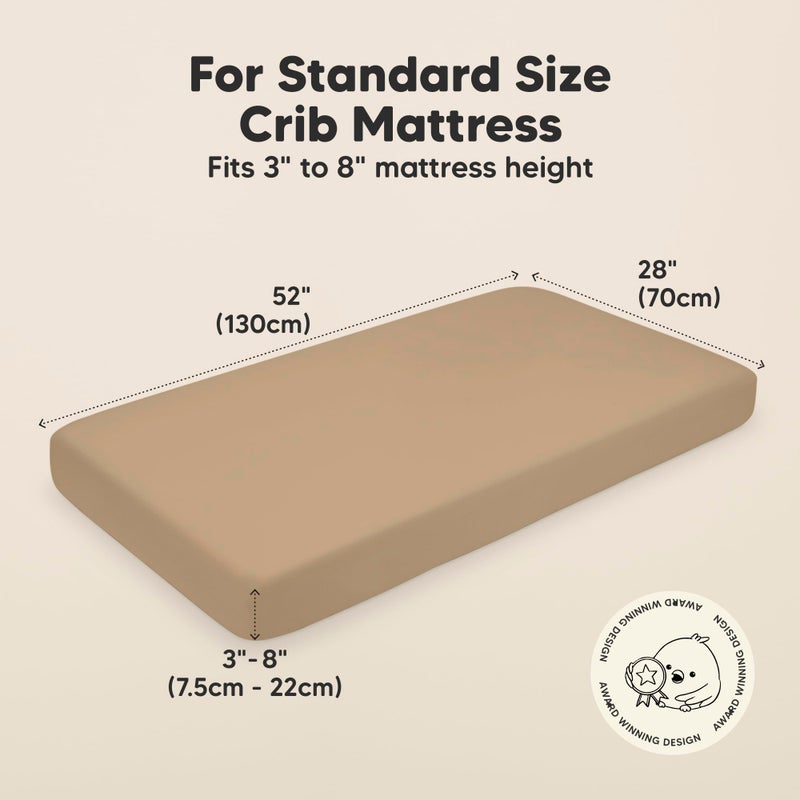 KeaBabies 2-Pack Organic Crib Sheets for Boys, Girls - 52x28 Fitted Crib Mattress Sheet Neutral, Breathable Jersey Cotton Cover for Baby Bed, Toddler Mattress, Soft & Cute Prints (Pecan) - Image 3