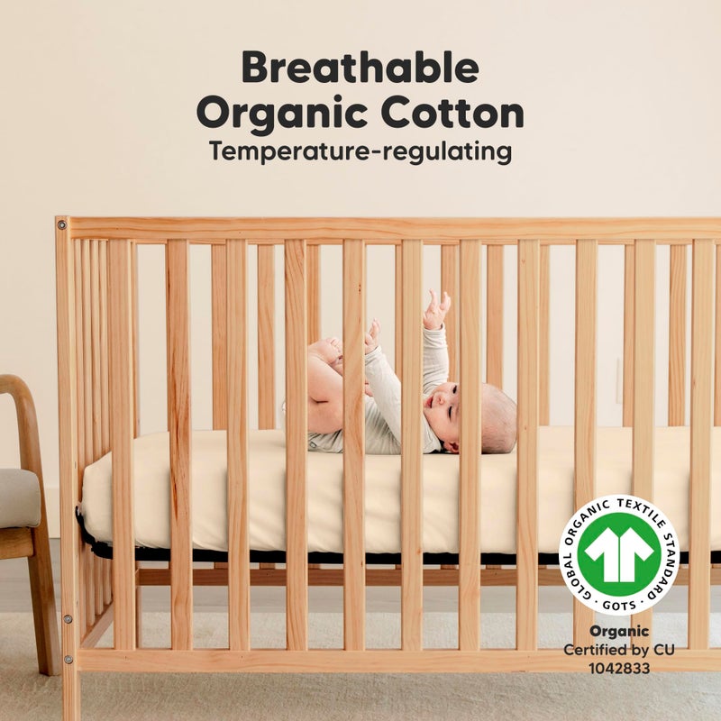 KeaBabies 2-Pack Organic Crib Sheets for Boys, Girls - 52x28 Fitted Crib Mattress Sheet Neutral, Breathable Jersey Cotton Cover for Baby Bed, Toddler Mattress, Soft & Cute Prints (Pecan) - Image 2