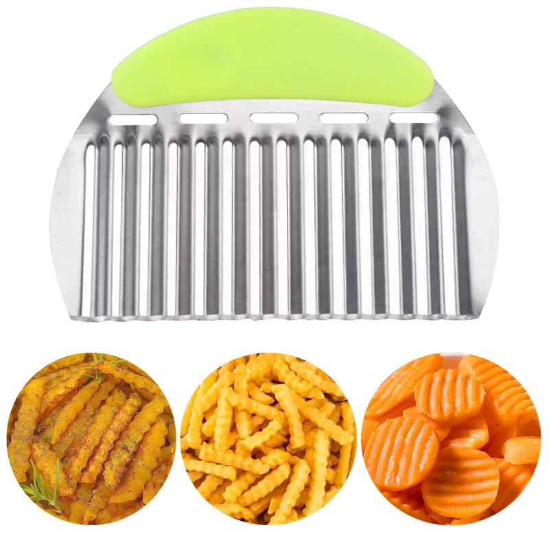 JAYVAR Large Crinkle Cutter French Fry Cutter, Large Wave Slicer Potato Wavy Chopper, Stainless Steel Vegetable Crinkle Cutting Onion Chopping Tool with Handle for Cucumber, Kitchen Dicer Gadgets - Image 1