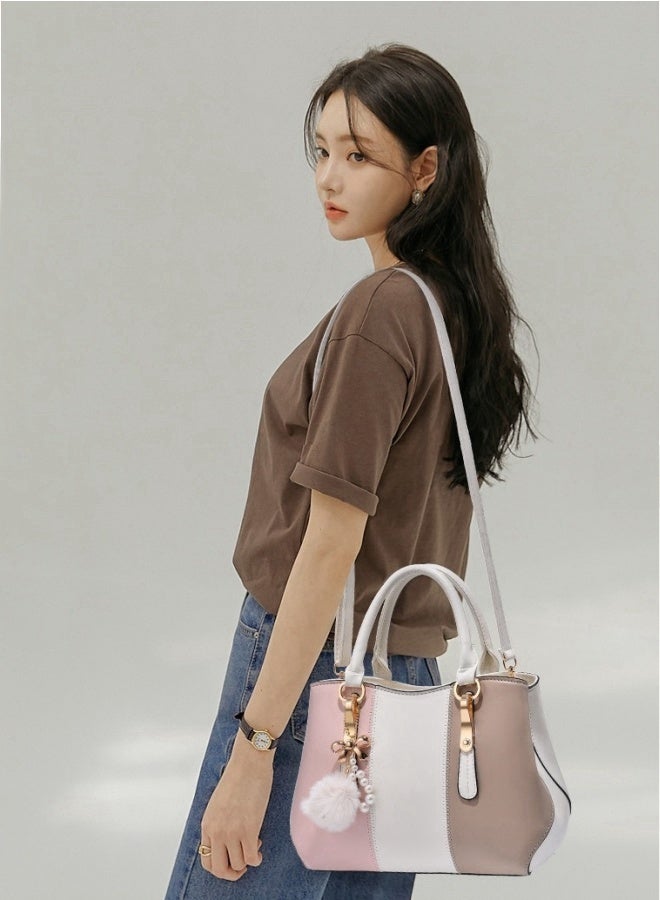 SHABILI Women's Fashion Luxury Shoulder Bags, Ladies Designer Contrast Color Handbag Tote Bags Clutch Bag, Fur Ball Pendant Crossbody Bag Satchel Bag Beach Bag Carry Bag for College Students and Teenagers  - Image 2
