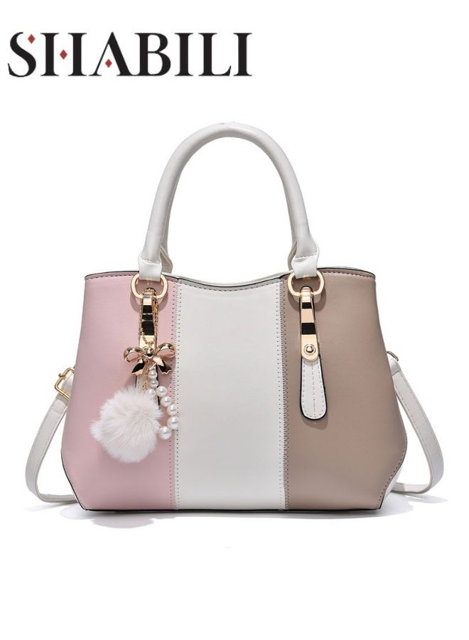 SHABILI Women's Fashion Luxury Shoulder Bags, Ladies Designer Contrast Color Handbag Tote Bags Clutch Bag, Fur Ball Pendant Crossbody Bag Satchel Bag Beach Bag Carry Bag for College Students and Teenagers  - Image 1