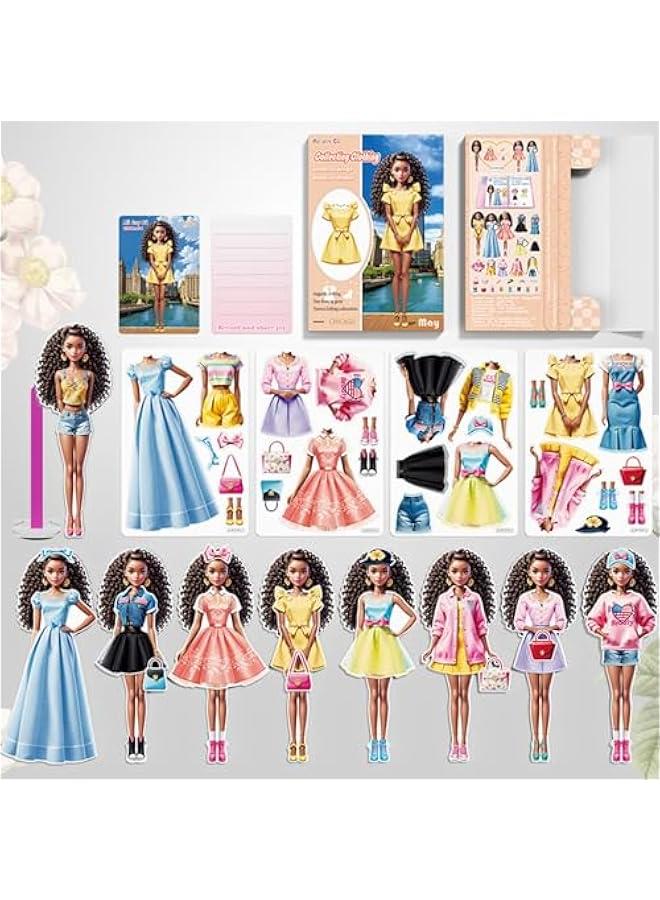 Magnetic Princess Dress Up Paper Doll, Magnet Dress Up Games, Play Travel Playset Toy Magnetic Dress Up Dolls and Pretend for Girls (May), Small - Image 1