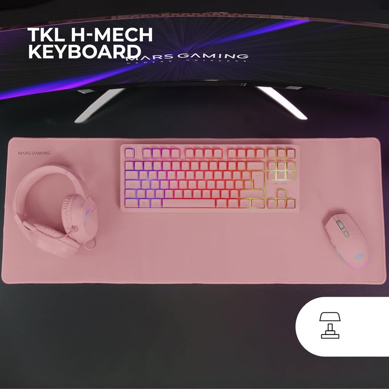 مارس_جيمنج مارس جيمنج MCP-RGB3 حزمة لوحة مفاتيح ألعاب RGB ثابتة + ماوس ألعاب RGB تدفق 3200 DPI + سماعات رأس فوق الأذن RGB + حصيرة ماوس XXL، وردي، لغة إسبانية - Image 2