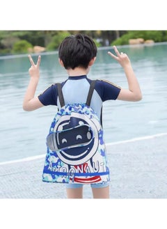 GGEROU Swimming Backpack for Kids, Dry and Wet Separation Waterproof Storage Bag Portable Drawstring Backpack Blue  - Image 5