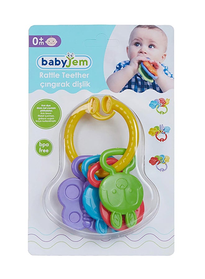 BabyJem Soft Plush Teething Toy with Silicone Teether and Rattle for Infants - BPA-Free and Phthalate-Free Baby Teething Toy for Soothing Sore Gums and Motor Skills Development - Image 2