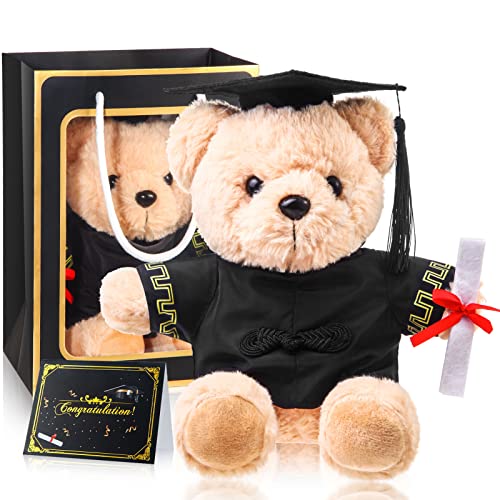 ZJoey Bear with Graduation Cap Toys Class of 2026 Plush Stuffed Teddy Bear Animal Dog Cap and Gown with Greeting Card and Bag for Graduation Day GiftBlack - Image 1