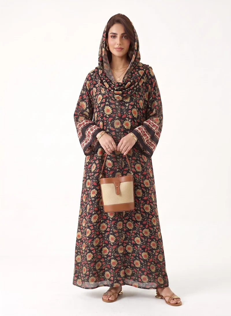 Hadiyath Al Madinah Mosaic Printed Abaya - HM