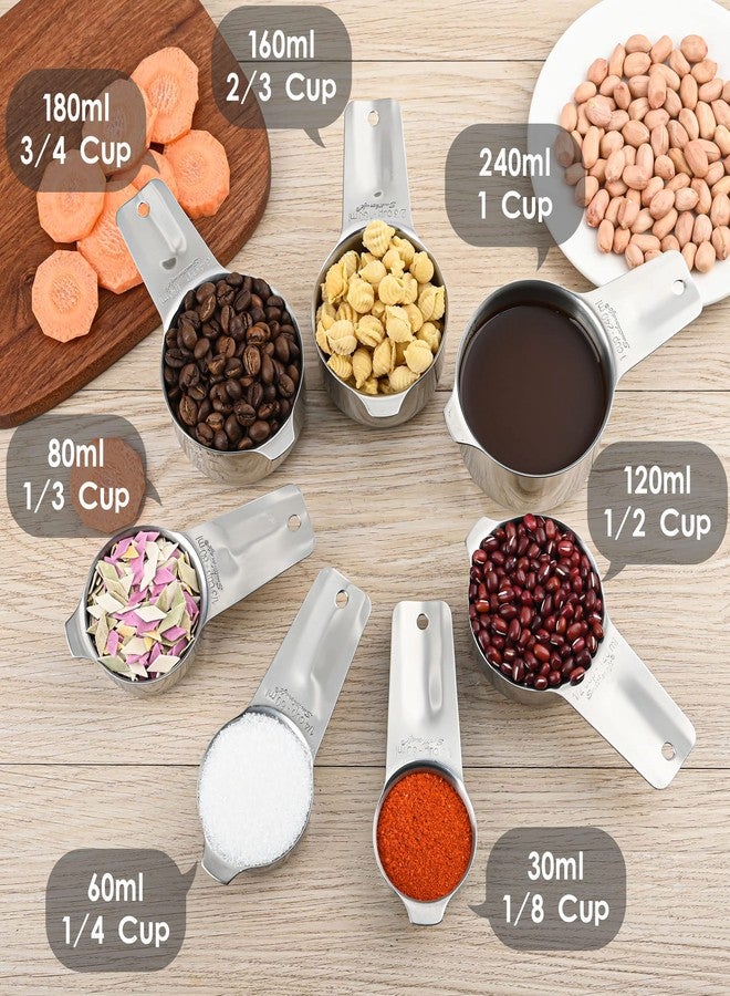 Viwehots Measuring Cups and Spoons Set, 18/8 Stainless Steel Measuring Cups and Spoons Set, Metric & US Measuring Tools Set, Heavy Duty 7 Cups and 9 Spoons 1 Leveler for Baking and Kitchen - Image 5