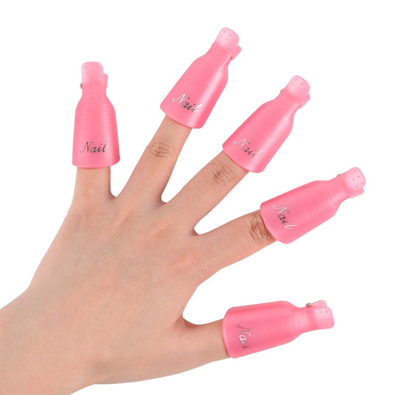 DrNail 10Pcs Professional Plastic Acrylic Nail Art Polish Remover Clips UV Gel Wrap Cleaner Soak Off Cap Clip