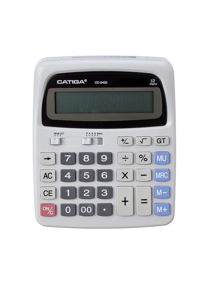 كاتيجا آلة حاسبة إلكترونية Catiga CD-2402 مزدوجة الطاقة و 12 رقمًا - Image 1