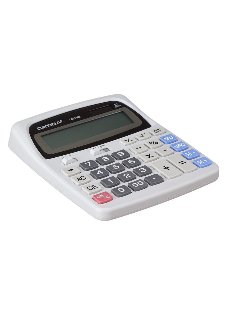 كاتيجا آلة حاسبة إلكترونية Catiga CD-2402 مزدوجة الطاقة و 12 رقمًا - Image 2