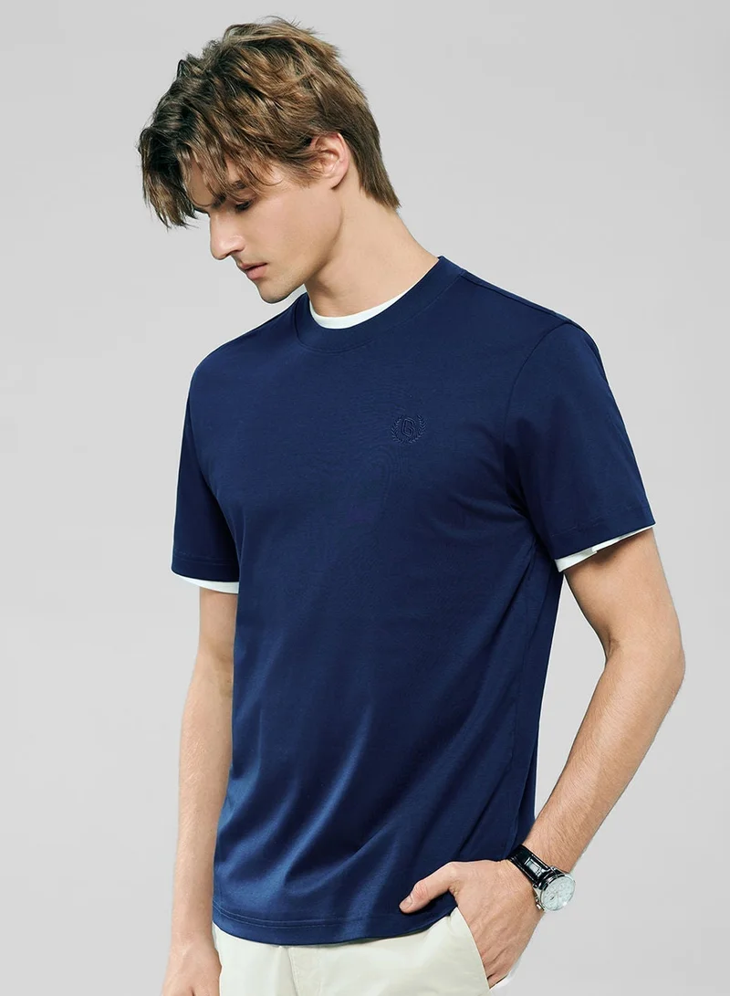 جيوردانو Men's Slim Fit Liquid Touch Cotton Crew Neck Tee