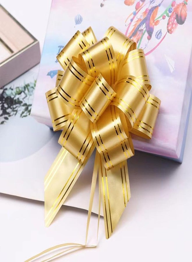 LHMTFCYY 6pcs Pull Bows,Gold Gift Bow,6inch Pull Bows Suitable for Christmas,Valentine's Day,Birthday Parties,Flower Baskets,Bouquets,Festivals and Other Decorations (Gold) - Image 2