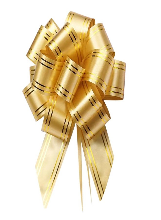 LHMTFCYY 6pcs Pull Bows,Gold Gift Bow,6inch Pull Bows Suitable for Christmas,Valentine's Day,Birthday Parties,Flower Baskets,Bouquets,Festivals and Other Decorations (Gold) - Image 1