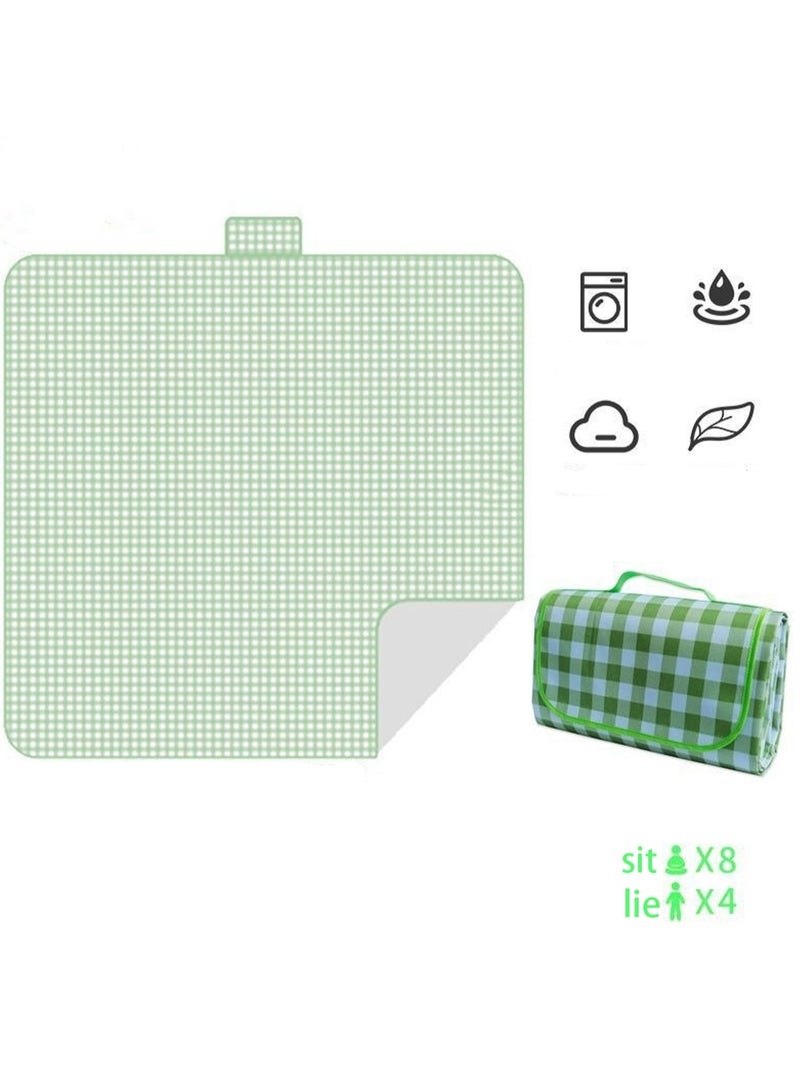 200*200cm Green Plaid Picnic Mat, Camping Beach Blanket Picnic Blanket Picnic Mat Beach Mat Outdoor Camping - Image 1