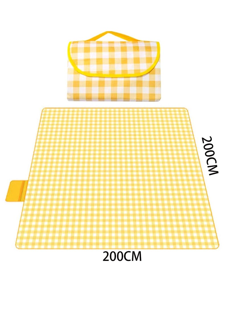 200*200cm Green Plaid Picnic Mat, Camping Beach Blanket Picnic Blanket Picnic Mat Beach Mat Outdoor Camping - Image 2