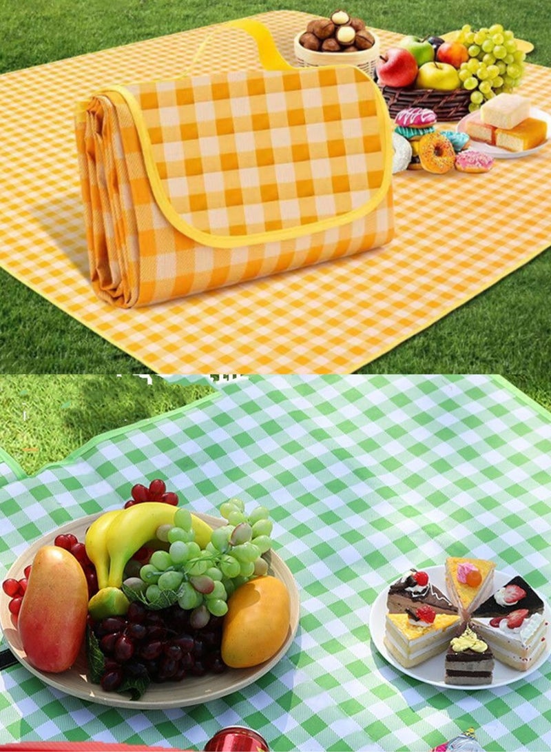 200*200cm Green Plaid Picnic Mat, Camping Beach Blanket Picnic Blanket Picnic Mat Beach Mat Outdoor Camping - Image 3