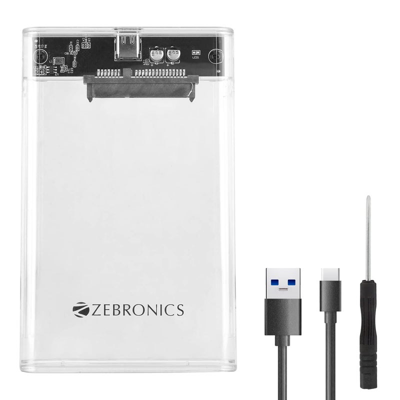 ZEBRONICS حاوية SSD SATA 2.5 CSH01 مع غلاف شفاف، نوع C 3.1، سرعة تصل إلى 5 جيجابت في الثانية* وسعة تخزين تصل إلى 6 تيرابايت. - Image 1