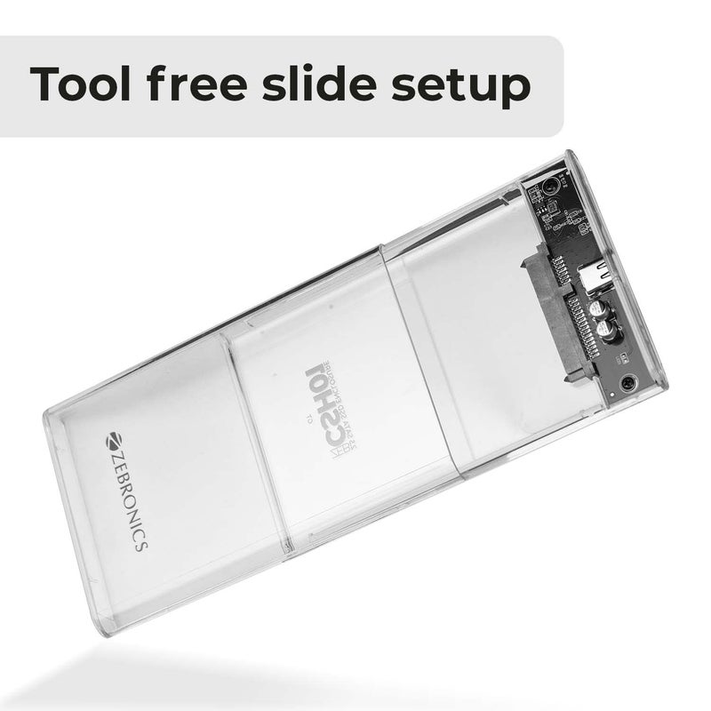 ZEBRONICS حاوية SSD SATA 2.5 CSH01 مع غلاف شفاف، نوع C 3.1، سرعة تصل إلى 5 جيجابت في الثانية* وسعة تخزين تصل إلى 6 تيرابايت. - Image 4