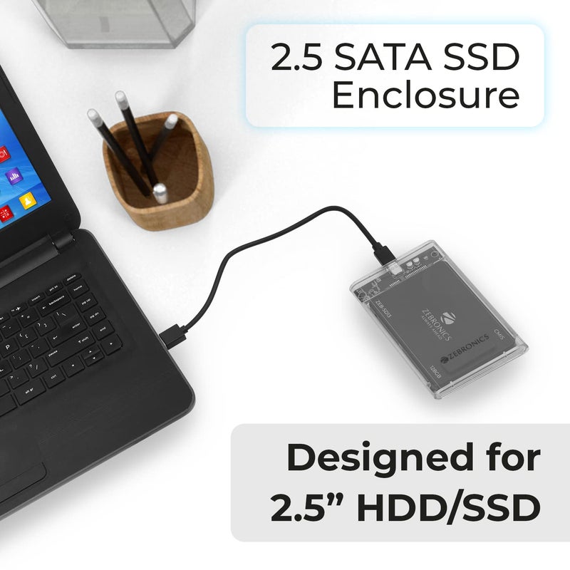 ZEBRONICS حاوية SSD SATA 2.5 CSH01 مع غلاف شفاف، نوع C 3.1، سرعة تصل إلى 5 جيجابت في الثانية* وسعة تخزين تصل إلى 6 تيرابايت. - Image 2