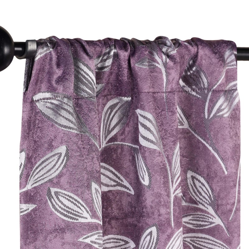 Superior Blackout Curtains, Room Darkening Window Accent for Bedroom, Sun Blocking, Thermal, Modern Bohemian Curtains, Leaves Collection, Set of 2 Panels, Rod Pocket - 26 in x 63 in, Wisteria - Image 2
