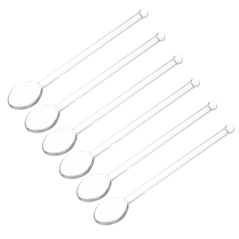6 Transparent Long Handle Glass Stirring Spoons For Coffee Dessert Milk And Kitchen Utensils High End Material With Workmanship - Image 2
