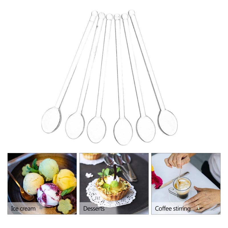 6 Transparent Long Handle Glass Stirring Spoons For Coffee Dessert Milk And Kitchen Utensils High End Material With Workmanship - Image 4