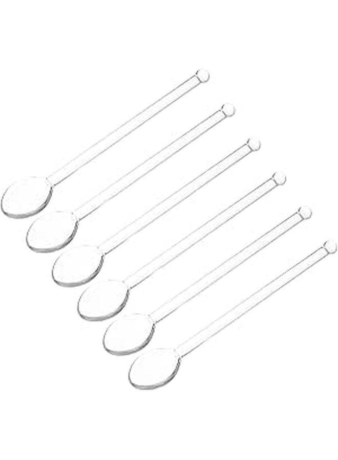 6 Transparent Long Handle Glass Stirring Spoons For Coffee Dessert Milk And Kitchen Utensils High End Material With Workmanship - Image 1
