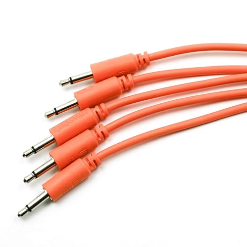 Synthrotek 5-Pack 36" (91cm) Eurorack Patch Cables, Orange 3.5mm 1/8 inch Mono TS to TS Cables - Image 1