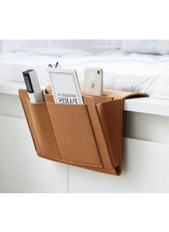 SUNBEET SUNBEET Bedside CaddyBedside Storage OrganizerTable Cabinet Hanging Storage OrganizerSofa Felt Bedside PocketUnder Mattress Holder Bag for MagazineIpadTabletRemotes Brown  - Image 1