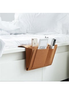 SUNBEET SUNBEET Bedside CaddyBedside Storage OrganizerTable Cabinet Hanging Storage OrganizerSofa Felt Bedside PocketUnder Mattress Holder Bag for MagazineIpadTabletRemotes Brown  - Image 3