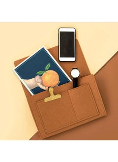 SUNBEET SUNBEET Bedside CaddyBedside Storage OrganizerTable Cabinet Hanging Storage OrganizerSofa Felt Bedside PocketUnder Mattress Holder Bag for MagazineIpadTabletRemotes Brown  - Image 4