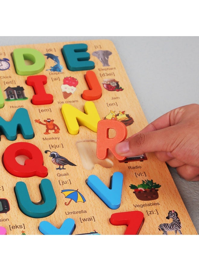 2packs الأبجدية رقم شكل التعلم الألغاز الخشبية للأطفال الصغار الأطفال مونتيسوري لعب التعليم قبل المدرسة للأعمار 3 4 5 مع علامة النطق - Image 3
