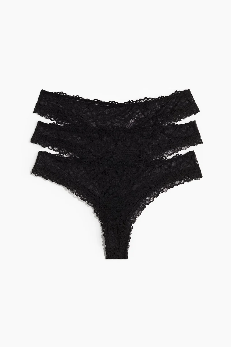 H&M 3-pack lace Brazilian briefs