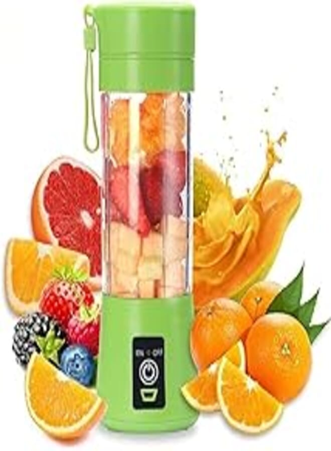 Portable Blender Smoothies Personal Blender Mini Shakes Juicer 380 ml Cup USB Rechargeable Cordless Shaker Bottle (Green)