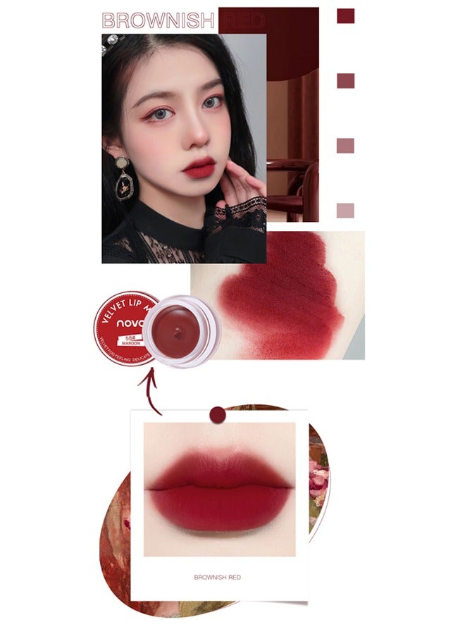 نوفو بطن شفاه مخملي ملمع شفاه، أحمر بني - Image 2