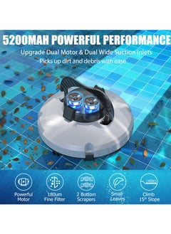 Excefore Cordless Robotic Pool Cleaner, Pool Vacuum for Above Ground Pool, Dual-Drive Motors, 90-120 Mins Working Time, IPX8 Waterproof, Lightweight, Auto-Dock Technology  - Image 3
