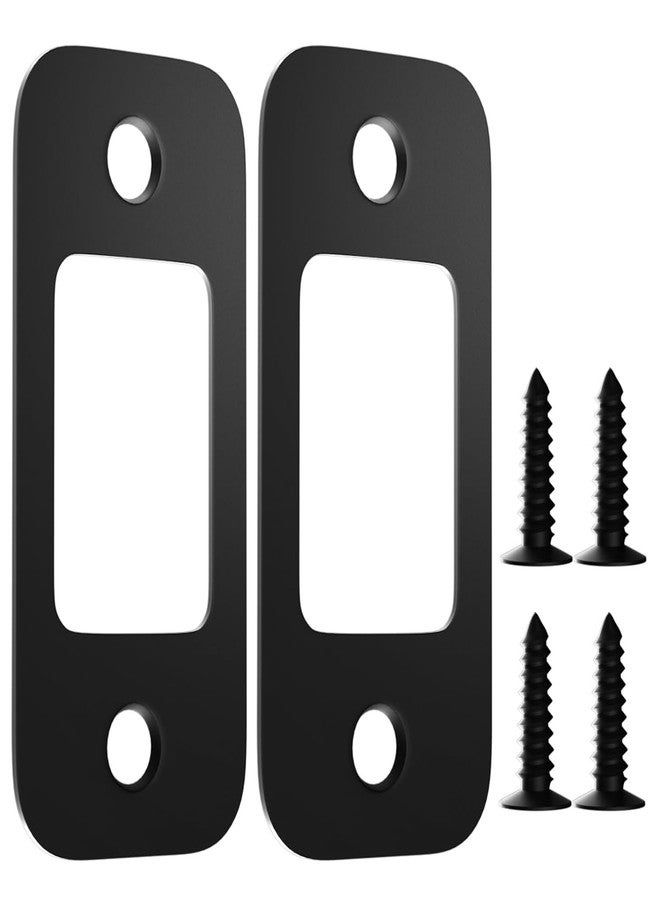 Quadafy 2 Pack Deadbolt Strike Plate Door Backplate, 1" x 2 1/4" Round Corner Deadbolt Strike Plate, Door Strike Plate (Matte Black) - Image 1