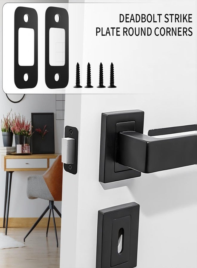 Quadafy 2 Pack Deadbolt Strike Plate Door Backplate, 1" x 2 1/4" Round Corner Deadbolt Strike Plate, Door Strike Plate (Matte Black) - Image 5