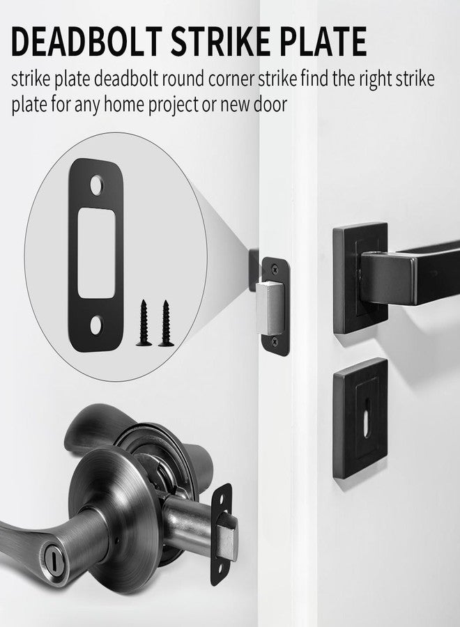 Quadafy 2 Pack Deadbolt Strike Plate Door Backplate, 1" x 2 1/4" Round Corner Deadbolt Strike Plate, Door Strike Plate (Matte Black) - Image 3