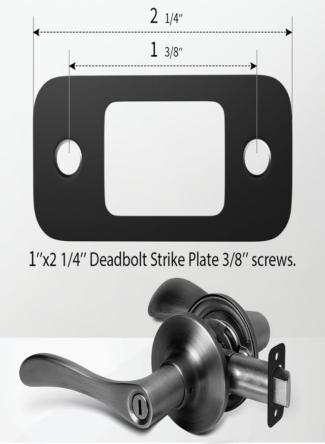 Quadafy 2 Pack Deadbolt Strike Plate Door Backplate, 1" x 2 1/4" Round Corner Deadbolt Strike Plate, Door Strike Plate (Matte Black) - Image 2