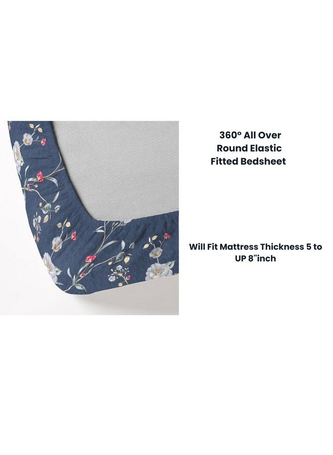 RD TREND® Presents Luxurious Glace Cotton Super Soft 210 TC 360° Elastic Fitted Bedsheet King Size (78X72X8 Inch) with 2 Pillow Covers, Color- Grey Pink Pattern-Floral - Image 5